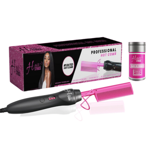 Pink hot comb and styling wax stick bundle